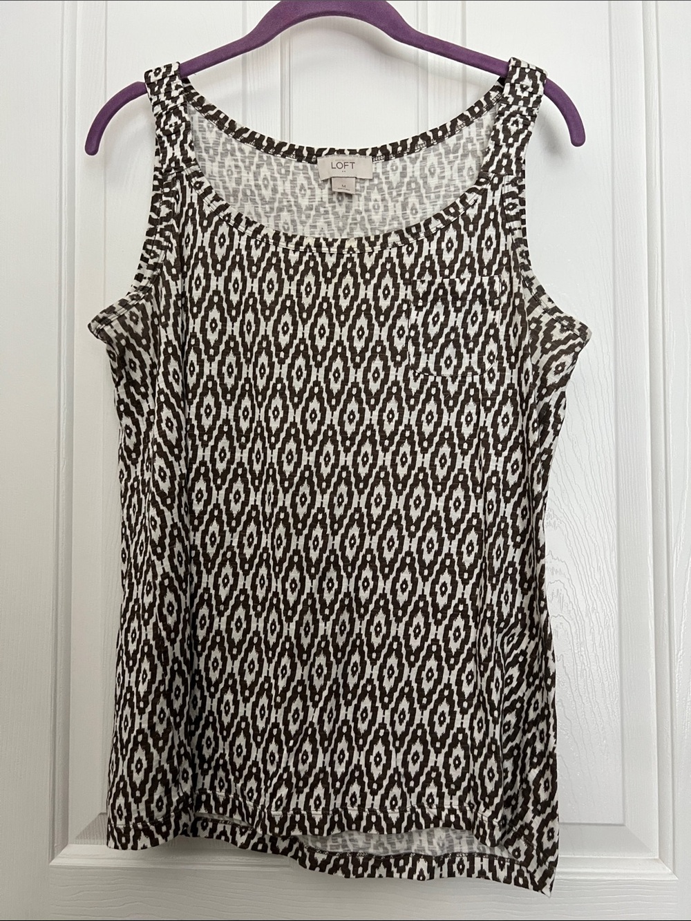 LOFT Brown and White Geometric Sleeveless Camisole